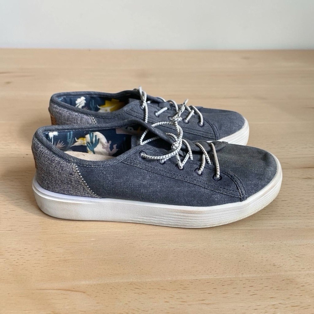 Hey Dude Sneakers Shoes Kids Youth 4 EU 36 Gray Linen Slip On Casual Summer